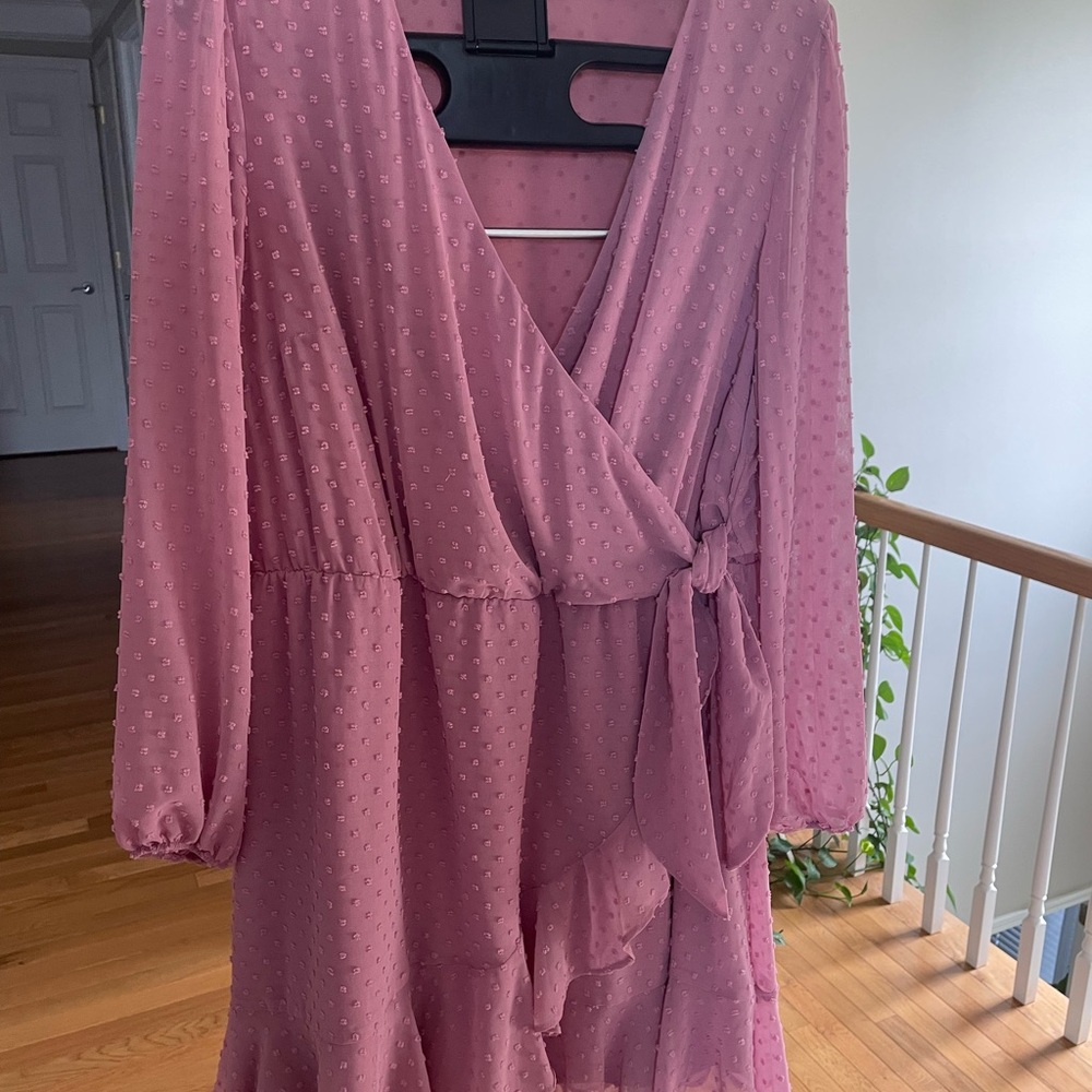 Mauve Swiss Dot Wrap Dress